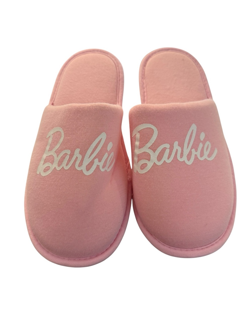 Barbie Light Pink Logo Slip-On Slippers NWOT